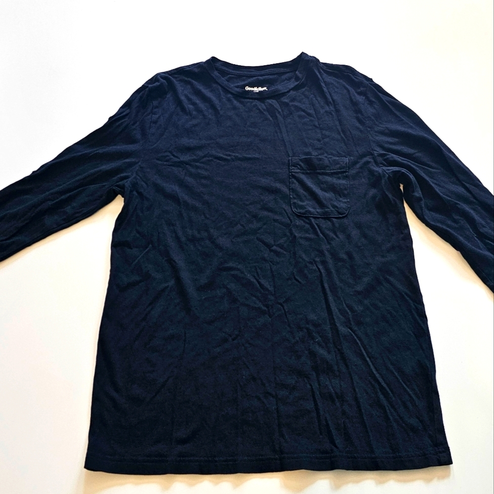 Goodfellow Mens LS 1 Pocket Black Shirt